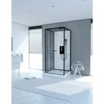 Aurlane - Cabine de douche carrée 80x80x230cm - extra blanc et profilé noir mat - lunar square 80