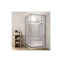 Cabine de douche carrée- 2 panneaux fixes et 2 portes coulissantes 80X80 sérigraphie