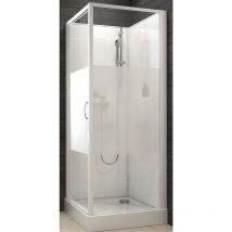 Leda - Cabine de douche carrée à porte pivotante Izibox 2 avec parois en vitrage sérigraphié - 90 x 90 cm