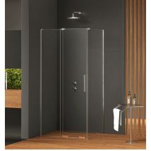 Otitec - Cabine de douche chrome 140x120cm coulissante maldives chrome, acces de face