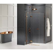 Otitec - Cabine de douche cuivre brossé 100x110cm,pivotante gauche tahiti copper brushed, acces de face