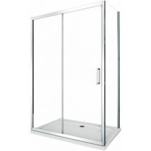 Giorgy - Douche de 6 mm avec un paroi fixe laterale et une porte coulissante (receveur non inclu) – 62,5-65 fixe x 165-170 coulissante
