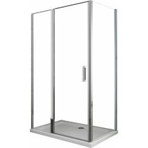 Giorgy - Douche de 6 mm avec paroi fixe laterale et face frontale avec porte battante (receveur non inclu) – 86,5-89 fixe x 117-120 petite