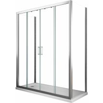 Giorgy - Douche de 6 mm avec deux parois fixes et une overture coulissante H.190 (receveur de douche non inclu) – 77,5-80 fixes x 133-138 overture