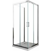 Giorgy - Douche de 6 mm H.190 avec une paroi laterale et deux portes coulissantes (receveur non inclu) – 70 fixe x 140 x 70 coulissantes