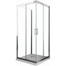 Giorgy - Douche de 6 mm H.190 avec une paroi laterale et deux portes coulissantes (receveur non inclu) – 72,5-75 fixe x 117,5-120 x 72,5-75