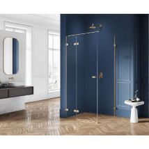 Otitec - Cabine de douche doré brossé 100x70 cm,pivotante gauche bali gold brushed, acces de face