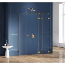 Cabine de douche doré brossé droite 90x70 pivotante BALI GOLD BRUSHED , accès de face
