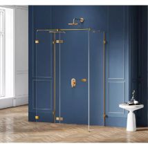 Otitec - Cabine de douche doré brossé gauche 100x120 pivotante bali gold brushed , accès de face