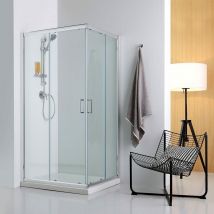 Kiamami Valentina - Paroi De Douche En Verre 70X90 Avec Receveur De Douche En Céramique De 6Cm