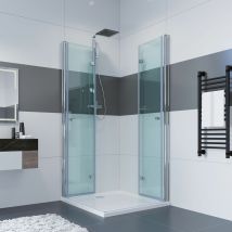 Impts - Cabine de douche entrée d'angle douche porte pliante à 180° paroi de douche cloison de douche porte de douche en verre esg 6mm pour salles de