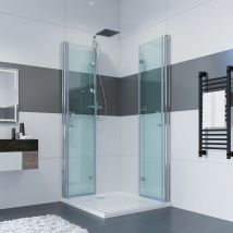 Impts - Cabine de douche entrée d'angle douche porte pliante à 180° paroi de douche cloison de douche porte de douche en verre esg 6mm pour salles de