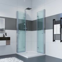 Cabine de douche entrée d'angle douche Porte pliante à 180° paroi de douche cloison de douche Porte de douche en verre ESG 6mm pour salles de bains