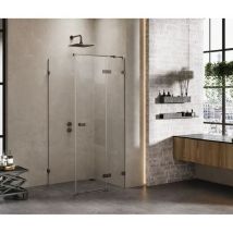 Otitec - Cabine de douche inox brossé 120x80cm,pivotante droite caraibes gunmetal brushed, acces de face
