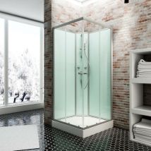 Cabine de douche intégrale avec porte coulissante, verre 5 mm, Cabine de douche complète Ibiza, Schulte, 90 x 90 cm, carrée
