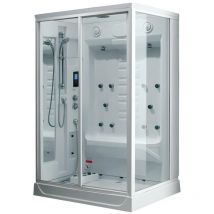 Vente-unique - Cabine de douche intégrale - Hammam arthemis en acrylique renforcé avec 12 jets de massage et pluie tropicale