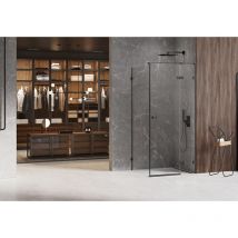 Otitec - Cabine de douche noire 100x90cm,pivotante droite bora bora black, acces de face
