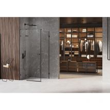 Otitec - Cabine de douche noire 110x110cm,pivotante gauche bora bora black, acces de face