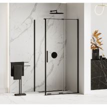 Otitec - Cabine de douche noire 160x100cm coulissante canaries noir, acces de face