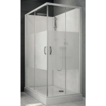 Leda - Cabine de douche rectangulaire à portes coulissantes Izibox 2 avec parois en vitrage sérigraphié - 80 x 100 cm