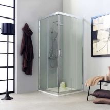 Kiamami Valentina - Paroi De Douche Transparente Carrée 80X80 Ouverture Coulissante Design Moderne