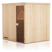 Cabine de sauna 144x144x199 avec poêle à commande déportée