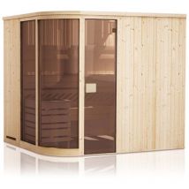 Desineo - Cabina de sauna redonda 244x194x199 con estufa con control remoto