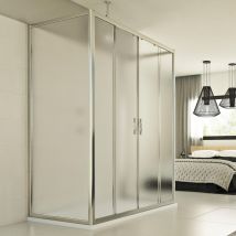 Cabine de douche coulissante en forme u verre opaque h 198 mod. Young Trio 2 Portes 70x120x70 cm