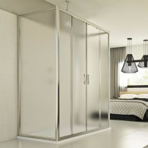 Cabine de douche coulissante en forme u verre opaque h 198 mod. Young Trio 2 Portes 70x160x70 cm
