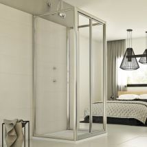 Idralite - Cabine de douche en forme u pliante verre transparent h 198 mod. Urban Trio p 75x75x75 cm