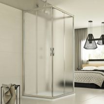 Idralite - Cabine de douche coulissante en forme u verre opaque h 198 mod. Evolution Trio 75x90x75 cm rectagulaire