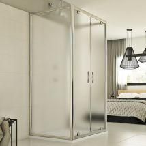 Idralite - Cabine de douche en forme u pivotante verre opaque h 198 mod. Cristal trio 2 portes 75x120x75 cm rectangulaire