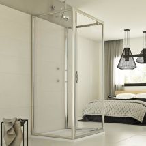Cabine de douche en forme u pivotante verre transparent h 198 mod. Cristal Trio 1 porte 80x90x80 ouv. 90 cm rectangulaire