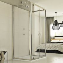 Idralite - Cabine de douche en forme u pivotante verre transparent h 198 mod. Cristal trio 2 portes 75x110x75 cm rectangulaire