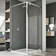 Idralite - Parois cabine de douche saloon verre transparent h 185 mod Sintesi duo 2 portes 90x130 ouv. 130 cm rectangulaire