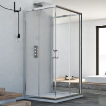 Idralite - Cabine de douche coulissante en forme u verre transparent h 185 mod. Junior Trio 90X70X90 rectangulaire