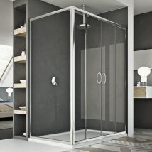 Idralite - Parois cabine de douche coulissante rectangulaire verre transparent h 185 mod. Replay Duo 2 portes 80X180 cm