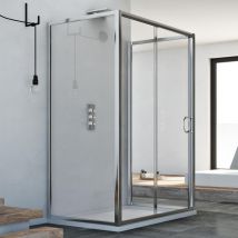 Idralite - Cabine de douche en forme u coulissante verre transparent h 185 mod. Replay Trio 1 porte 90x140x90 cm