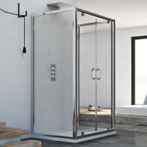 Idralite - Cabine de douche en forme u saloon verre transparent h 185 mod. Sintesi Trio 2 portillons 70X80X70 cm rectangulaire