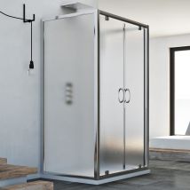 Idralite - Cabine de douche en forme u saloon verre opaque h 185 mod. Sintesi Trio 2 portillons 80X120X80 cm rectangulaire