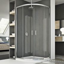 Idralite - Parois cabine de douche coulissante verre transparent demi-circulaire h 185 mod. Junior 90X90 cm