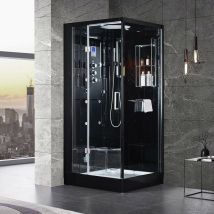 Boreal Sauna - Cabine douche Hammam Archipel Pro 95G black (95x95cm) - 1 place