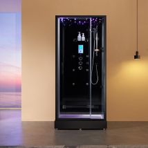 Boreal Sauna - Cabine douche hammam x-one 100 black Archipel - 100x90 cm