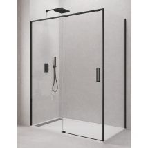 Allstone - Cabine Paroi de douche angulaire cetus 1+1 avec côté fixe, sans profil inférieur 160x75 cm profil Noir