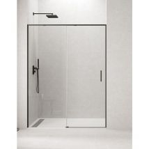Allstone - Cabine Paroi de douche avant cetus 1+1, sans profil inférieur 140-145 cm profil Noir