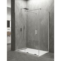 Cabine Paroi de douche d'angle 1+1 Allstone keres Avec côté fixe sans profilés supérieurs et inférierus. Verre de 8 mm 180x80 cm barre de