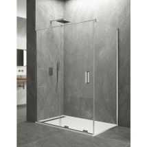 Cabine Paroi de douche d'angle 1+1 Allstone keres Avec côté fixe sans profilés supérieurs et inférierus. Verre de 8 mm 110x90 cm barre de