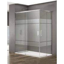 Cabine Paroi de douche d'angle 2+2 Allstone basic, Sans profil inférieur, 5 couleurs de profilés, 2 types de verre 6mm en aluminium profil Chrome