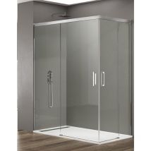 Allstone - Cabine Paroi de douche d'angle 2+2 basic, Sans profil inférieur, 5 couleurs de profilés, 2 types de verre 6mm en aluminium profil Chrome