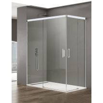 Allstone - Cabine Paroi de douche d'angle 2+2 basic, Sans profil inférieur, 5 couleurs de profilés, 2 types de verre 6mm en aluminium profil Combi
